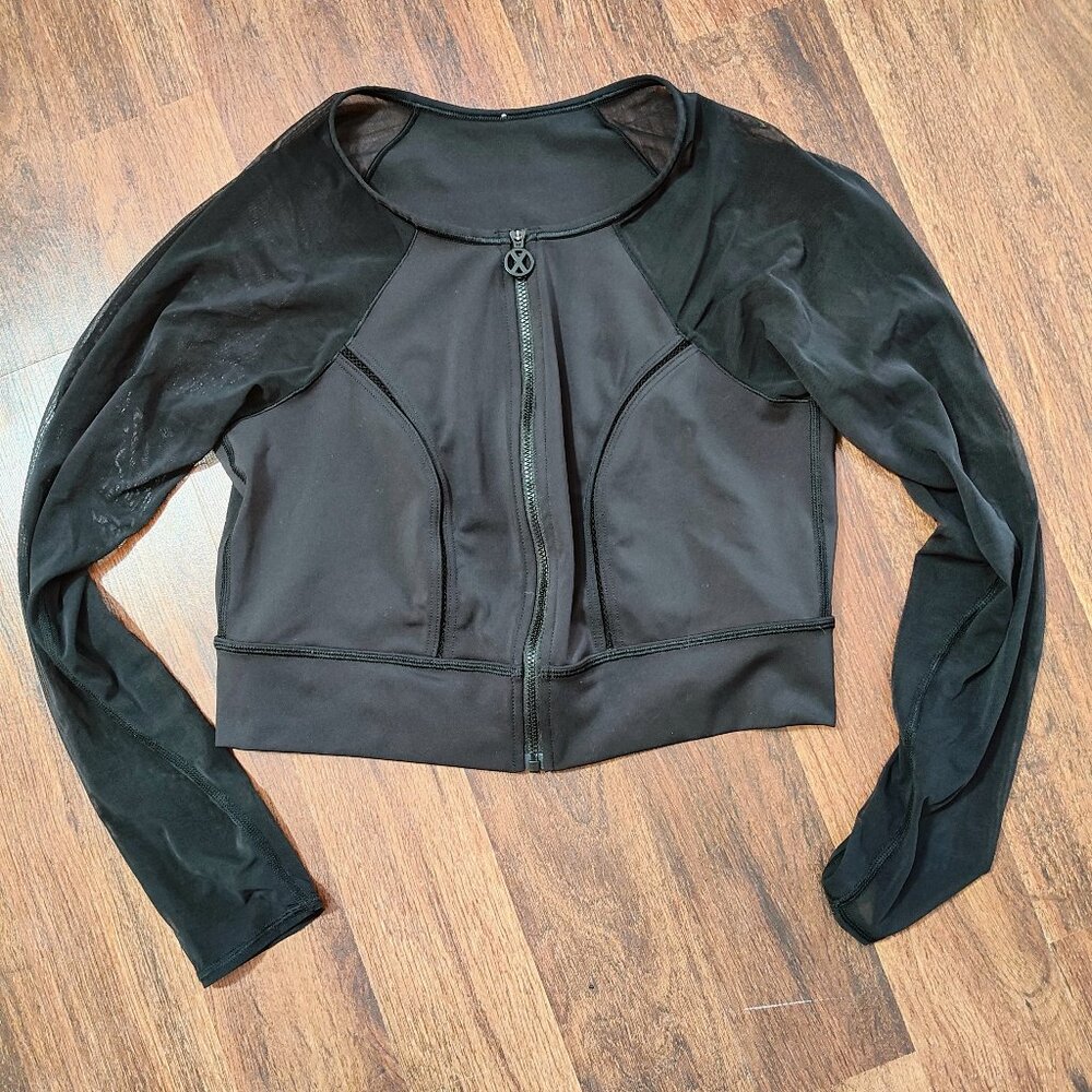 Savage X Fenty Women's Black/Sheer Size XL Cropped Jacket